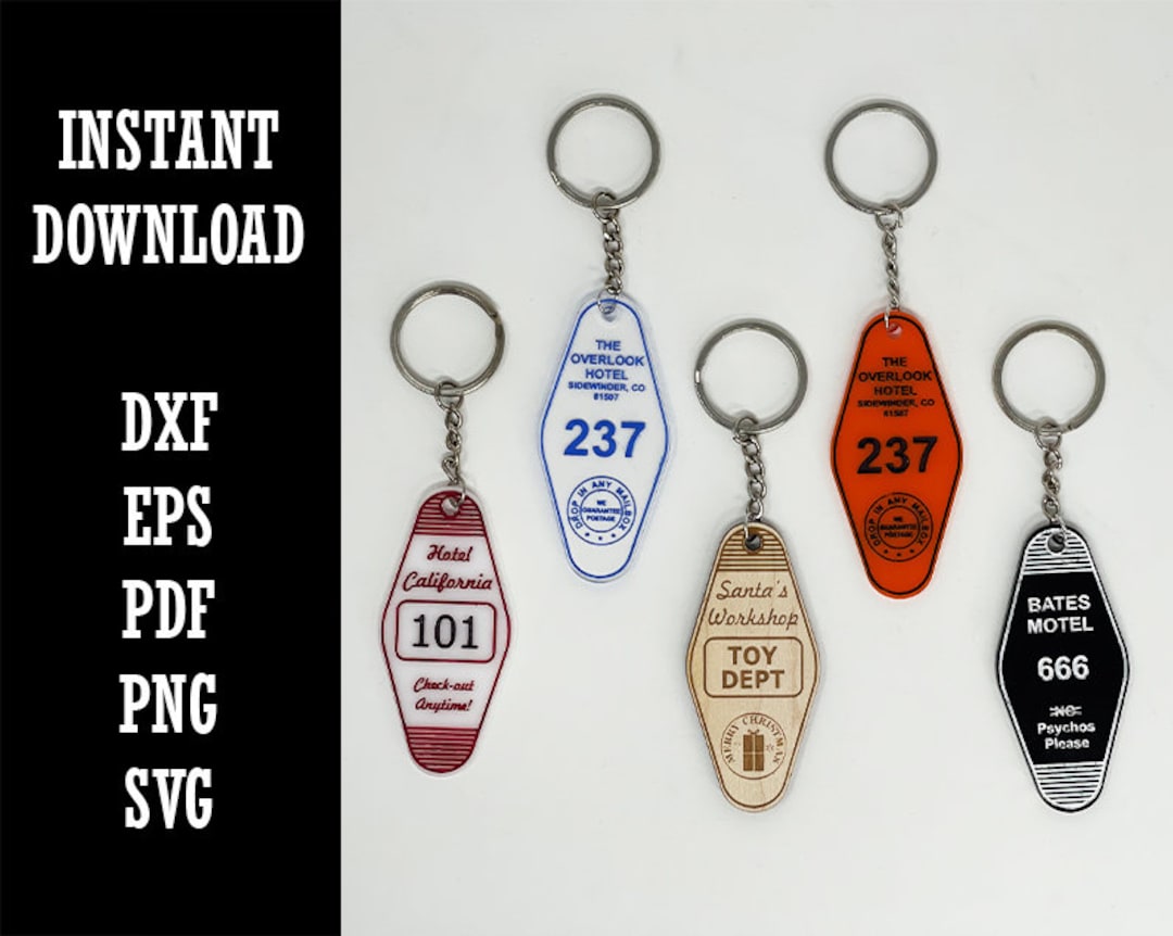 Motel Hotel Classic Retro Vintage Keychain Designs Digital Instant