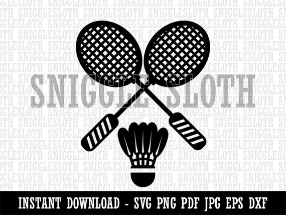 Badminton Rackets And Shuttlecock Birdy Clipart Digital Download.