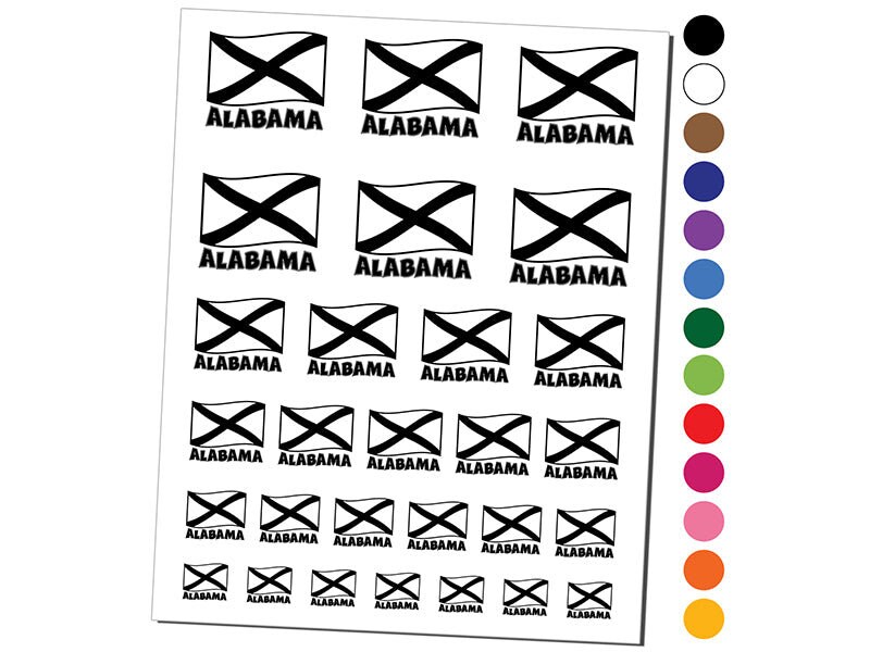 Alabama With Waving Flag Cute Temporary Tattoo Water Resistant Etsy
