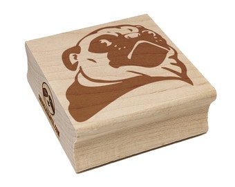 Suspicious Pug Side Eye Square Rubber Stamp for Stamping Crafting