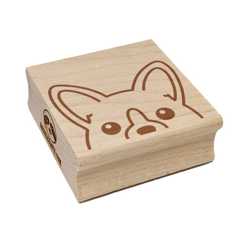 Peeking Corgi Dog Square Rubber Stamp for Stamping Crafting image 0