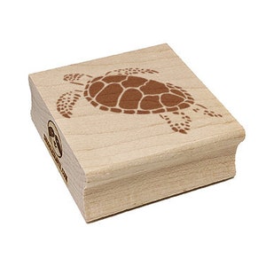 Swimming Sea Turtle Square Rubber Stamp for Stamping Crafting