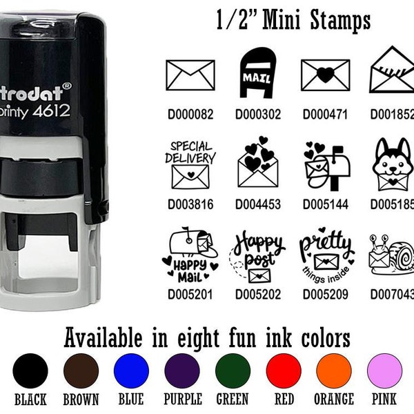 Happy Mail Letter Envelope Business 1/2" Self-Inking Rubber Stamp Ink Stamper