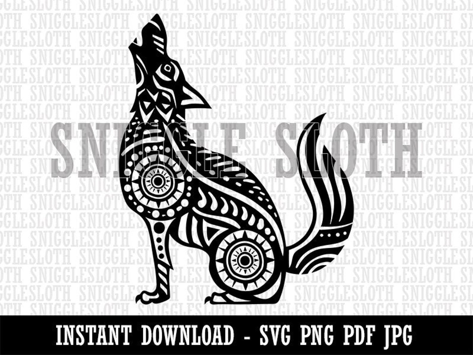 Folk Art Wolf Clipart Instant Digital Download AI PDF SVG Png Etsy