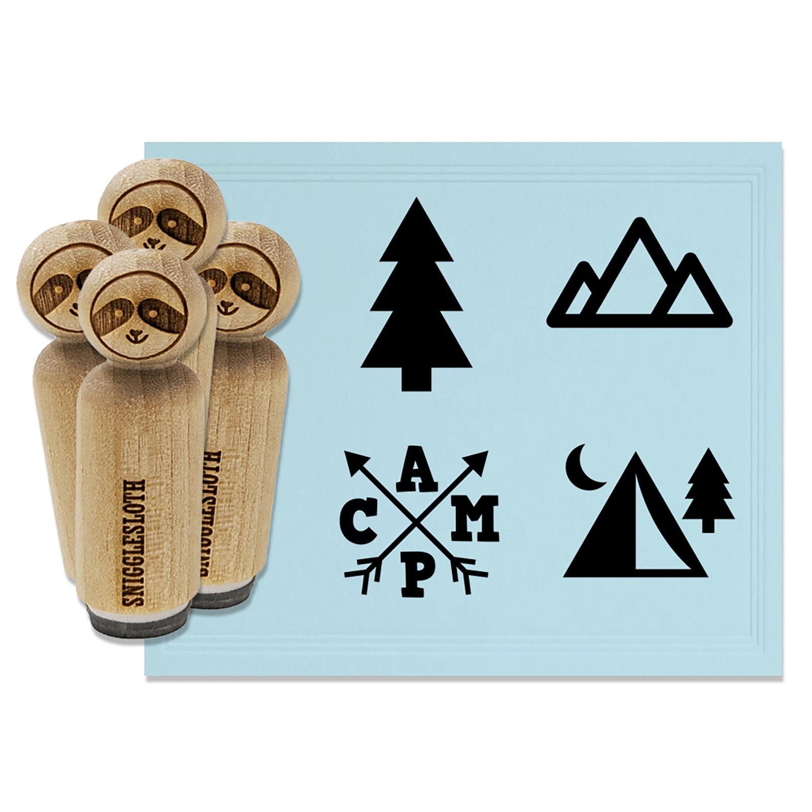 Camping Rubber Stamp Sheet 8 1/2" x 11" Explore Tent #25 Pine Trees Mountains 