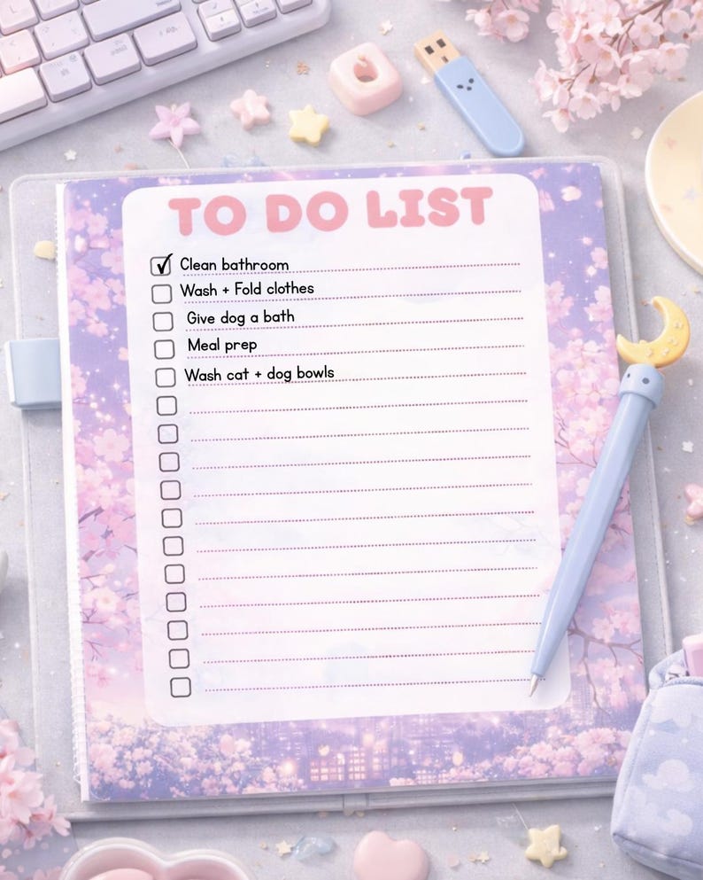 Sakura Moon to Do List Printable | Kawaii Cherry Blossom Planner Sheet ...