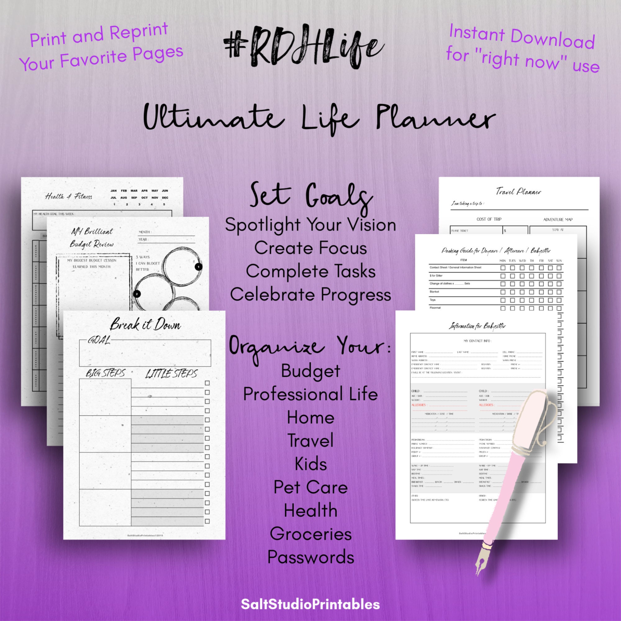 PERSONALIZED Printable Ultimate Life Planner for Dental - Etsy