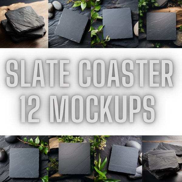 Slate Coaster Mock-up Bundle | Slate Coasters | Mock-ups for Coasters | Coaster Shop Mock-up | Trendy Mockup | Laser Engraver Mock-ups