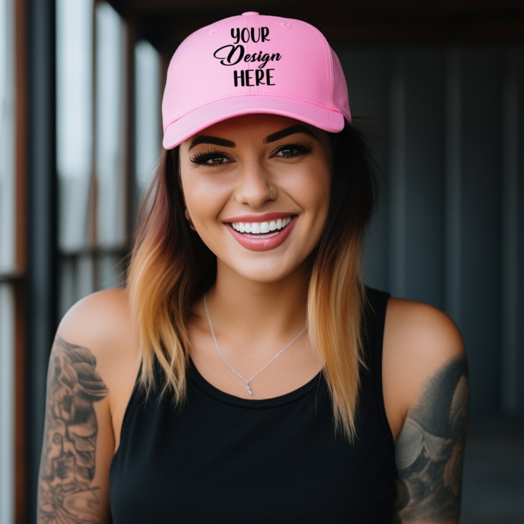 Pink Hat Mockup Pink Retro Trucker Hat Baseball Hat Etsy