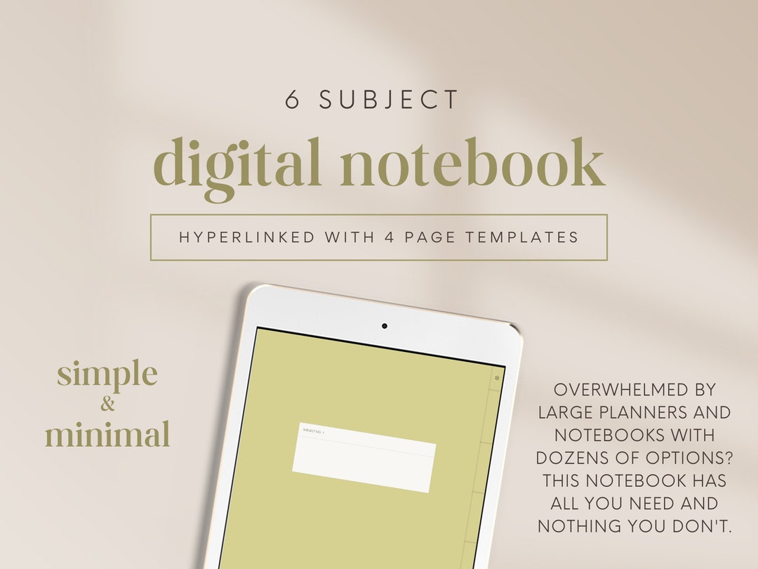 Green Student Digital Notebook | 6 Hyperlinked Tabs, iPad Bullet ...