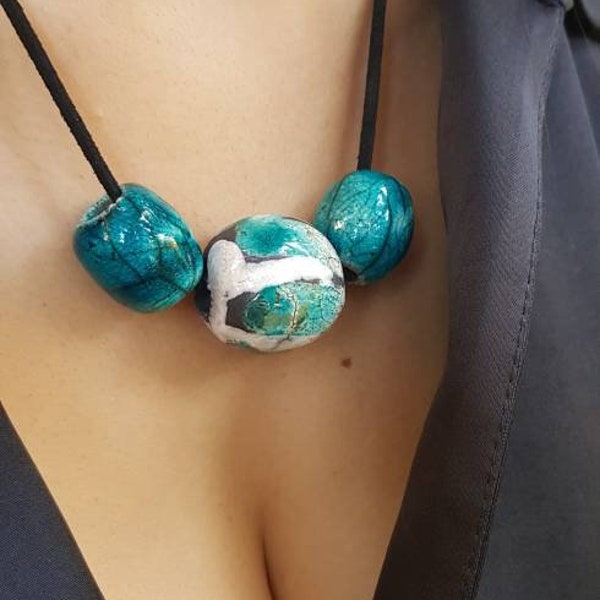 Raku Trio Verderame necklace