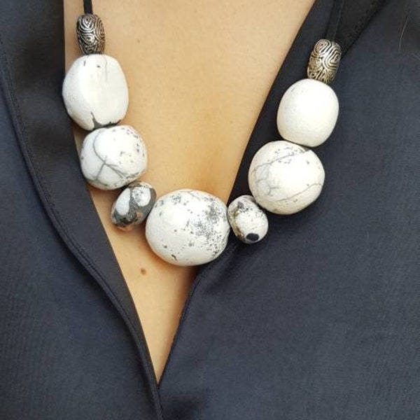 Collier raku et argent