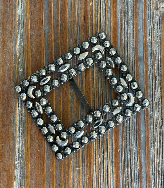 Large Victorian Cut Steel Dress Buckle; Antique Cut Steel  display picture 1
