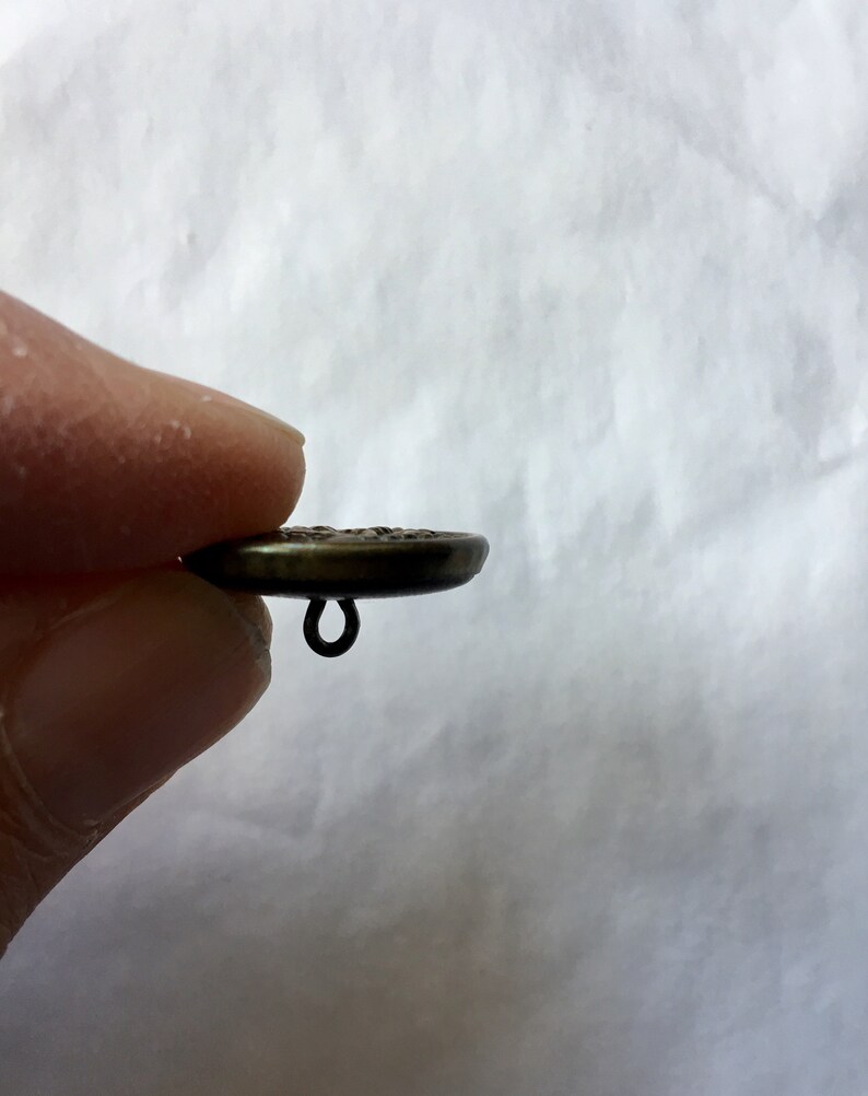 Bronze and Gold Flower Button Flower Design Victorian Stamped Brass Button