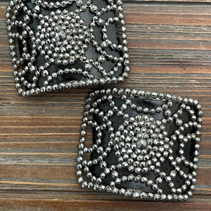 Matching Pair of Victorian Cut Steel Shoe Buckles; Antique French Cut Steel Shoe Clips - Buckles