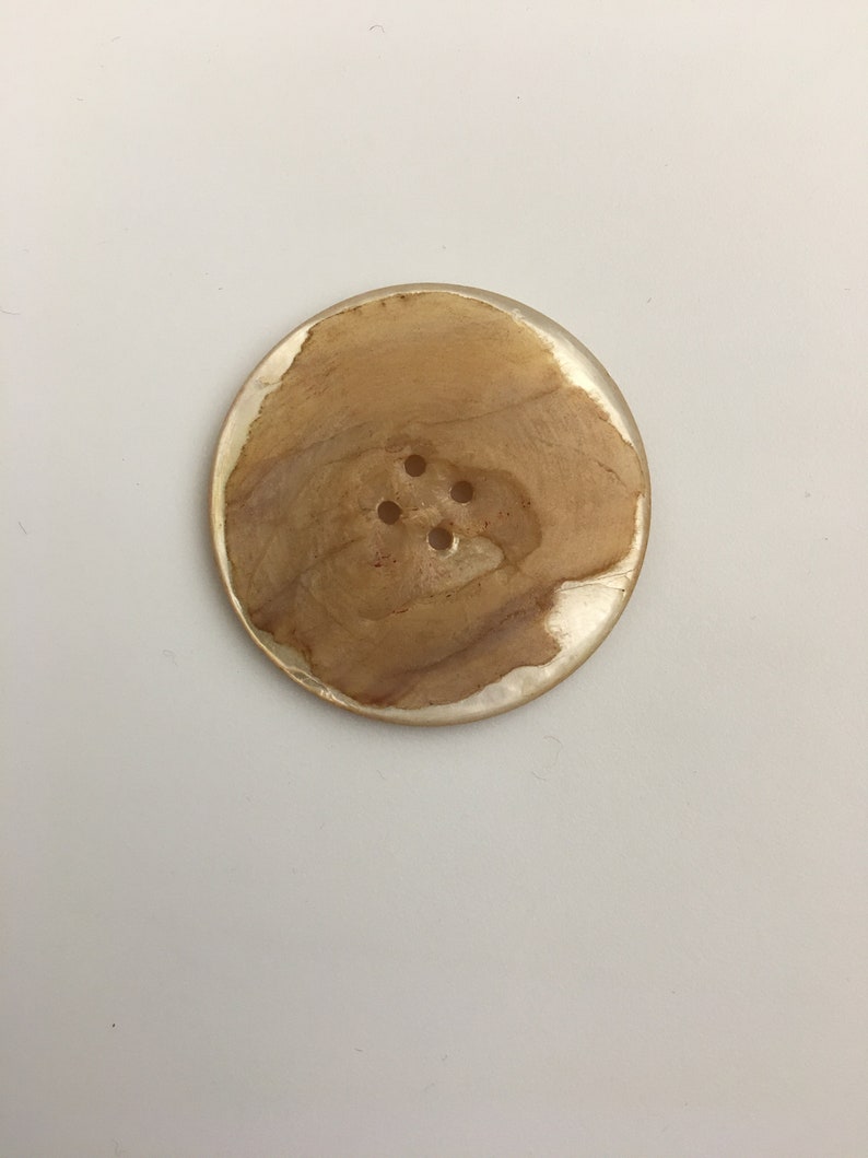 Beautifully Carved Mother of Pearl Button; Iridescent White Pearl; Large Antique Shell Button; 4 Hole Sew Thru