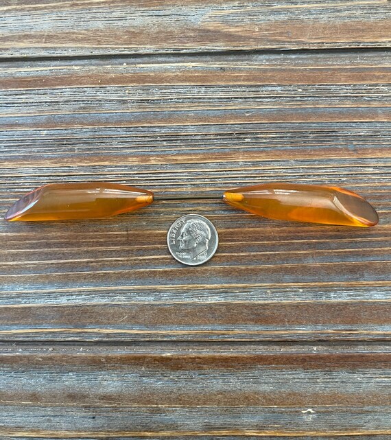 Vintage Butterscotch Lucite Hatpin; Art Deco Double Ended Lucite Coat Pin; Antique Screw on Clear Lucite Stick Pin View 4
