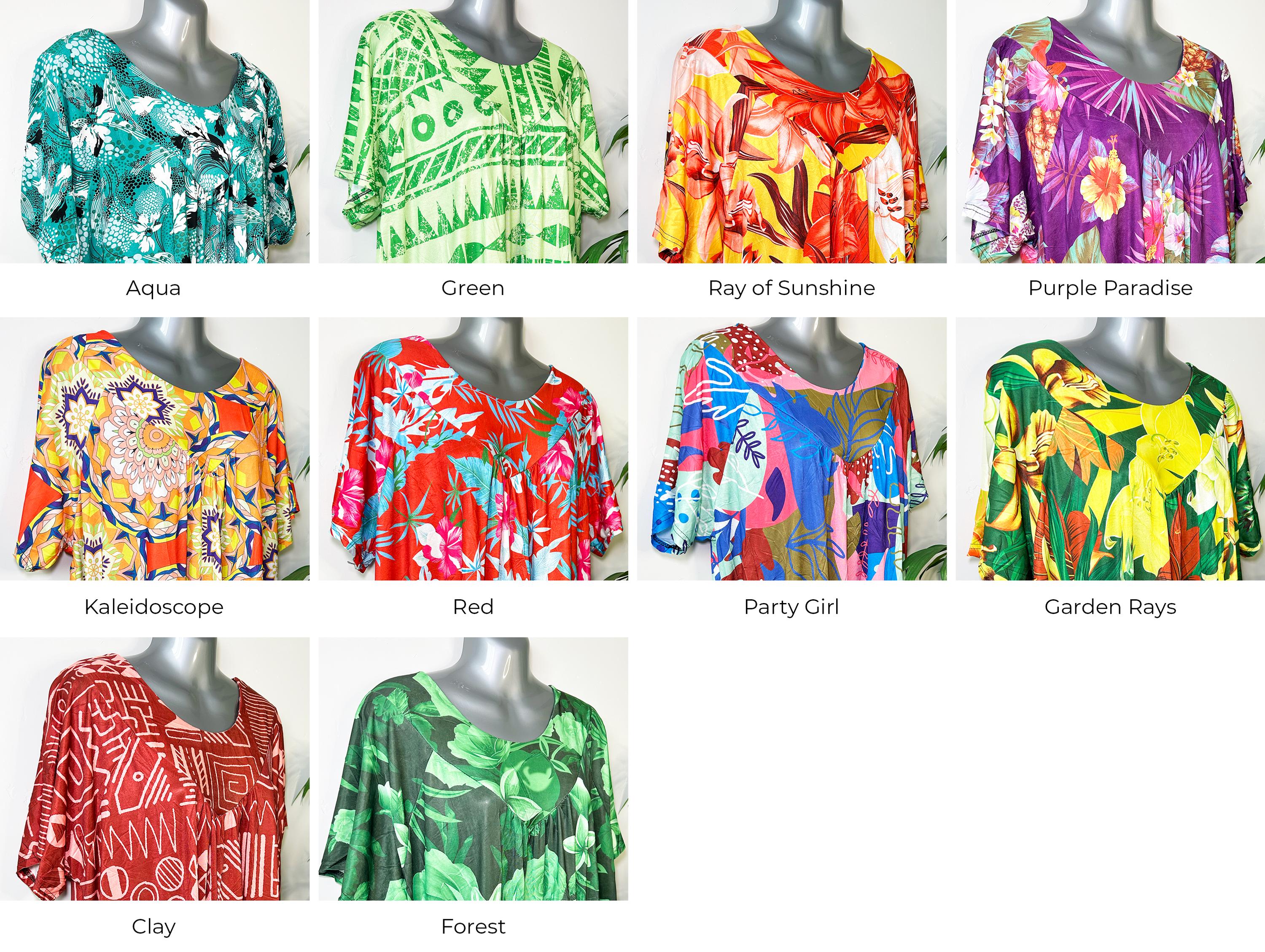 Micronesian Women's Mumu Dress, Lightweight Polyester With Zipper