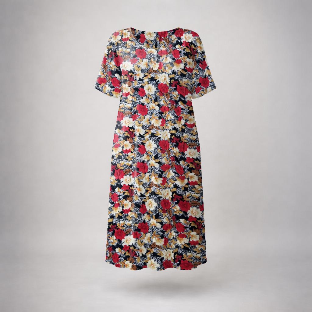 Micronesian Women's Mumu Dress, Lightweight Polyester With Zipper