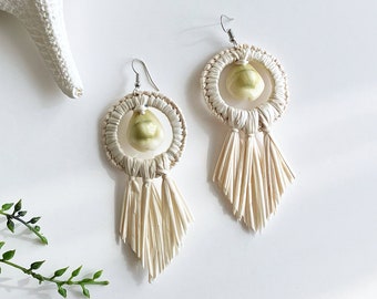 Marshallese Earrings - Money Cowrie Shooting Stars - Handmade Micronesian Jewelry