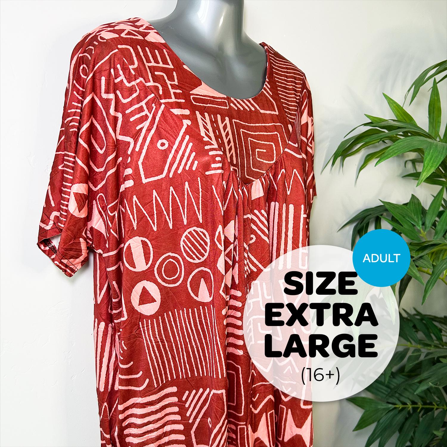 Micronesian Women's Mumu Dress, Lightweight Polyester With Zipper