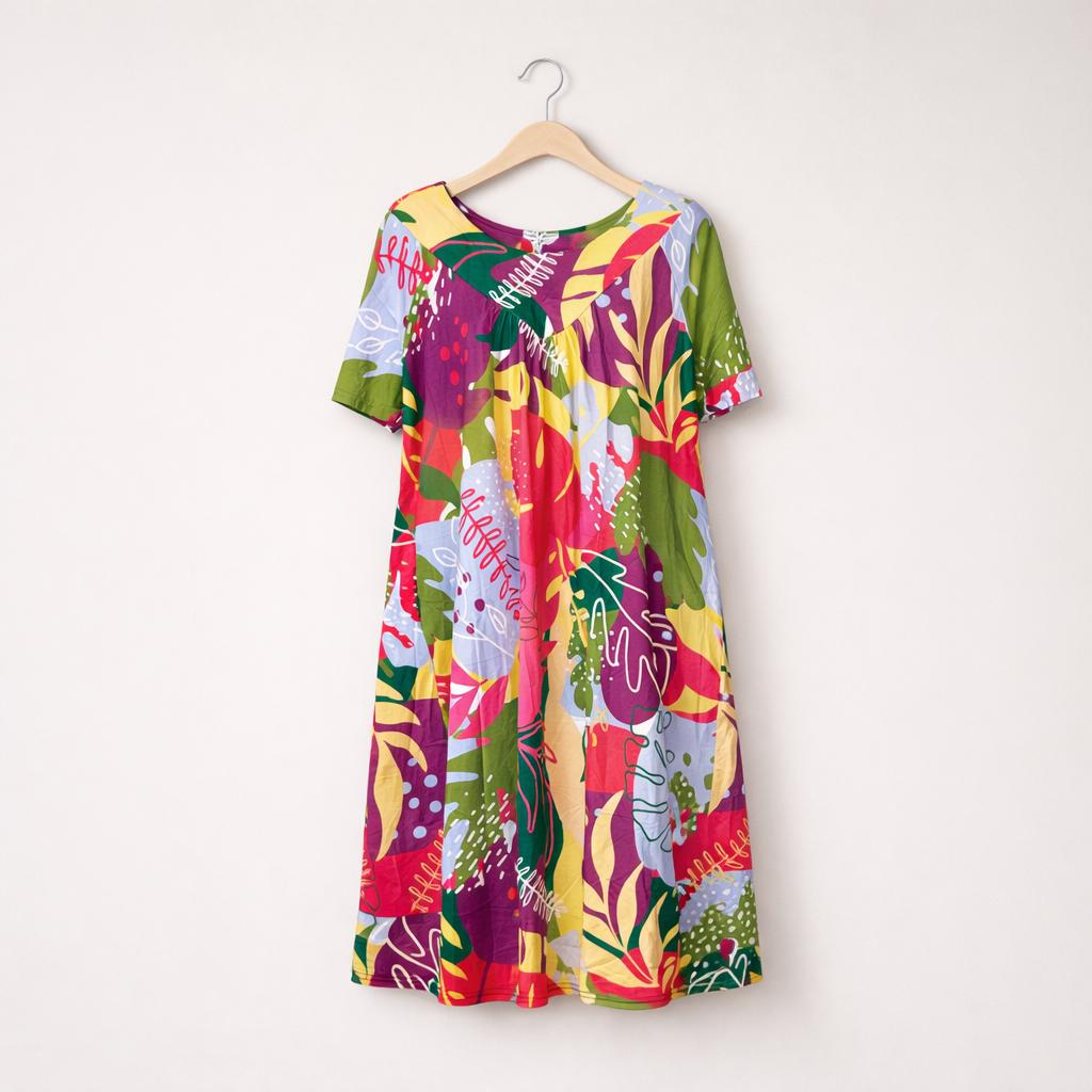Micronesian Womens Mumu Dress, Lightweight Polyester With Zipper