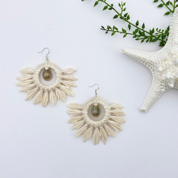 Marshallese Earrings - Jumbo Sunbursts - Handmade Micronesian Jewelry