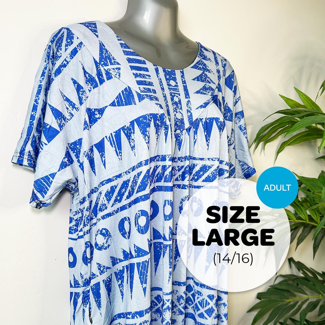 Micronesian Women's Mumu Dress, Lightweight Polyester With Zipper