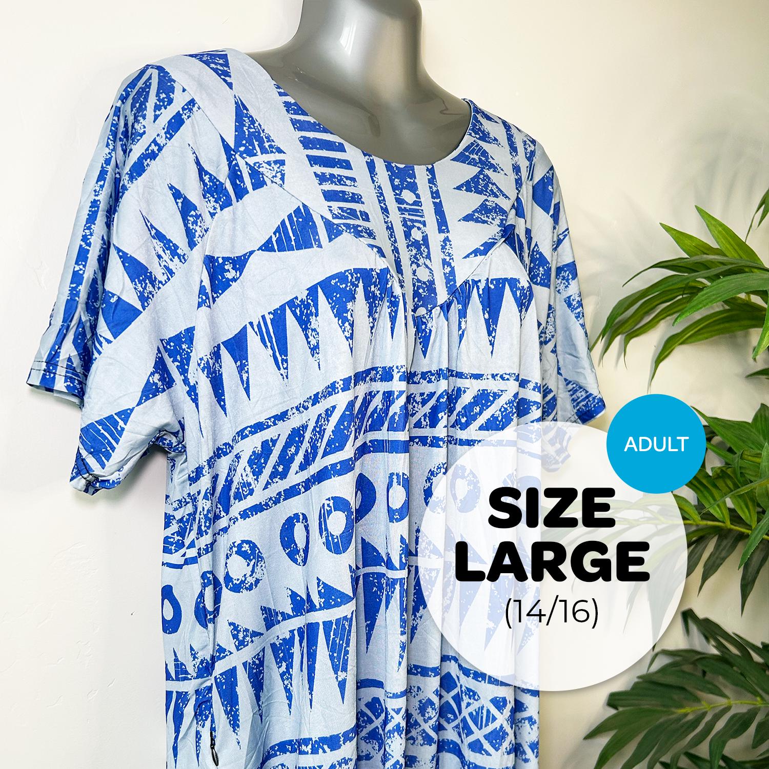 Women's Mumu - SIZE LARGE (12/14) - Zipper Pocket - Micronesian Dress - Marshallese Dress - Hawaiian Dress