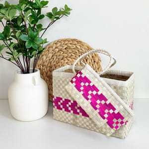 Bolso tejido a mano Lauhala: un trocito de las Islas Marshall: combinación de bolso y cartera