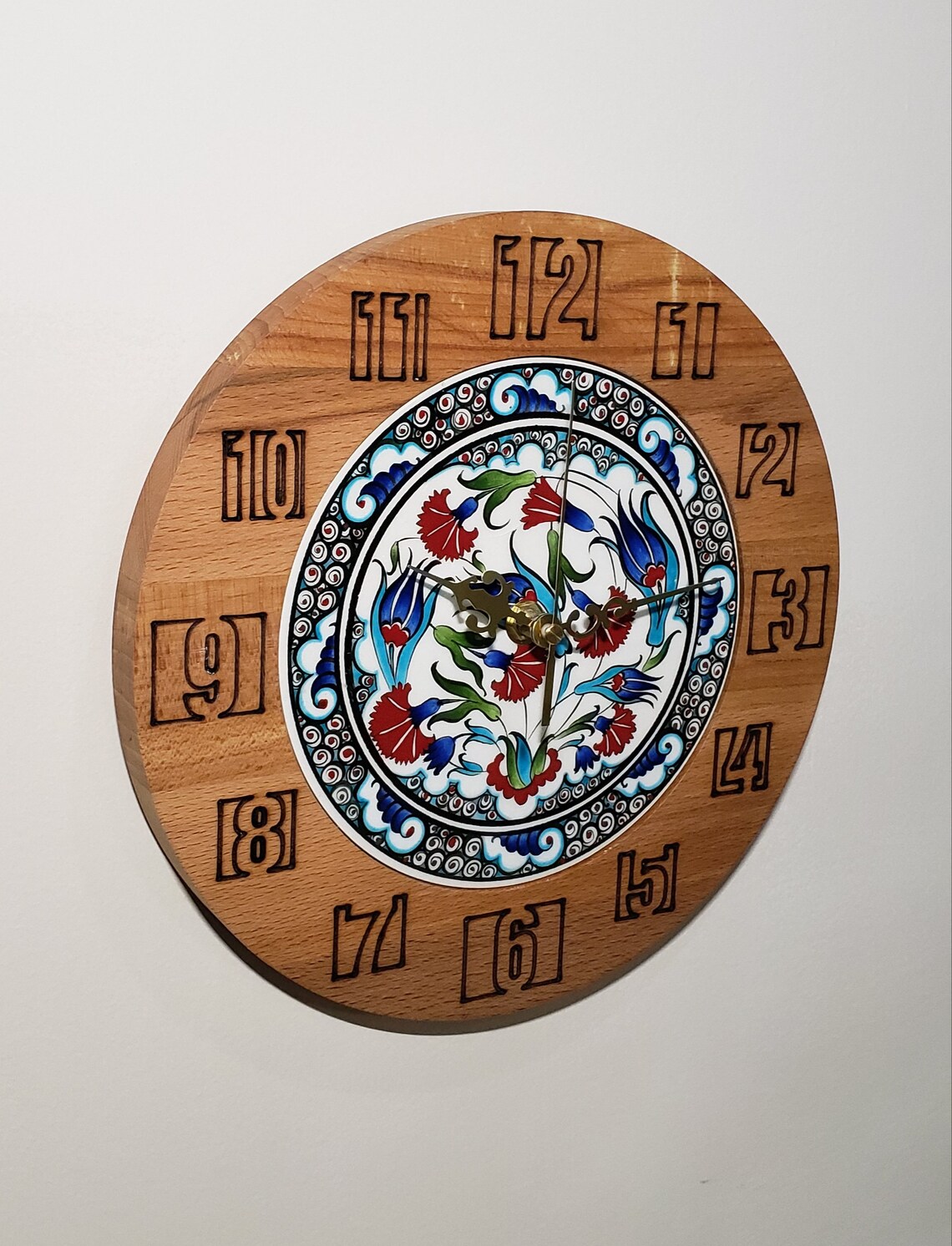 Handpainted Turkish Ceramic Tile Wall Clock With Decorative Etsy Canada