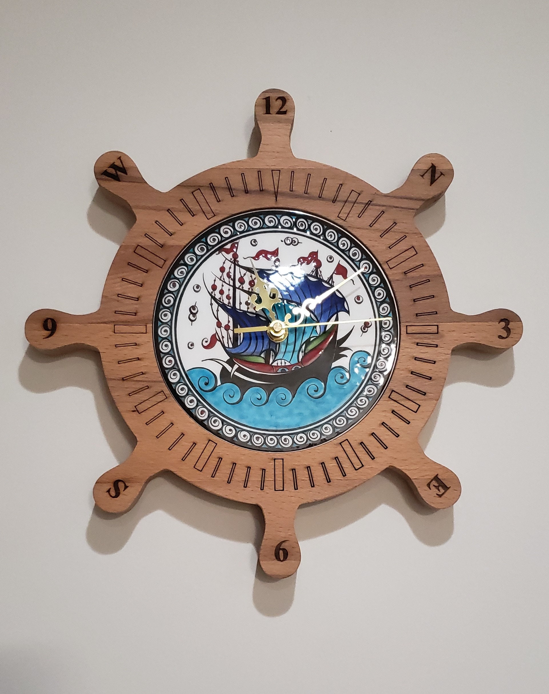 Handpainted Turkish Ceramic Tile Wall Clock with decorative Etsy Italia