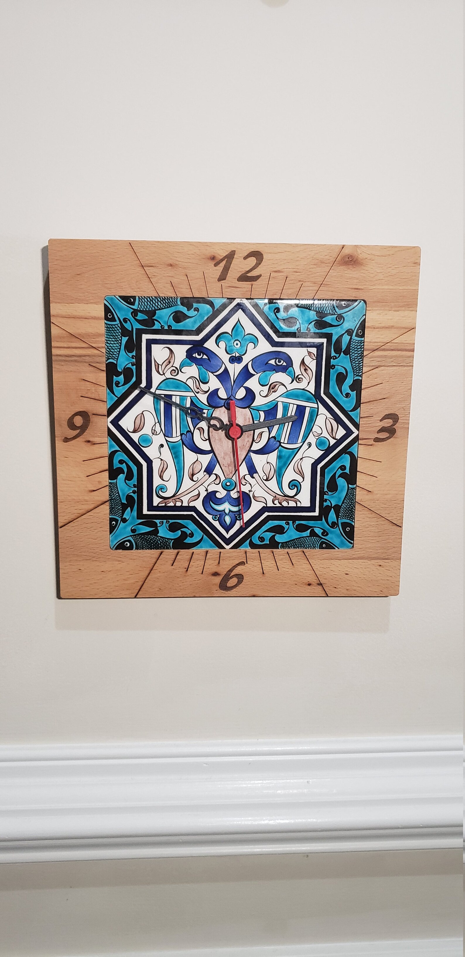 Handpainted Turkish Ceramic Tile Wall Clock With Decorative Etsy