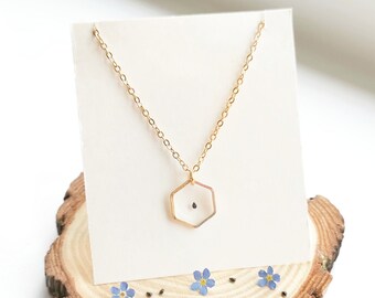 Forget Me Not Flower Seed Necklace, Brass Remembrance Jewelry