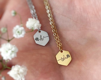 Flower Initial Necklace, Initial Disc Necklace, Alphabet Necklace, Bridesmaid Gift, Mothers Day, Personalized Jewelry, Engraved Necklace