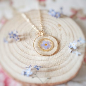 Round Forget Me Not Resin Necklace,Real Fern Resin Necklace, Real Flower Jewelry,Flower Necklace,Resin Jewelry,Pressed Flower Jewelry