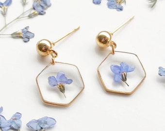 ForgetmeNot Flower Earrings, Flower Earring, Pressed Flower Earrings, Resin Jewelry Earring, Botanical Earring, Christmas gift,Birthday Gift