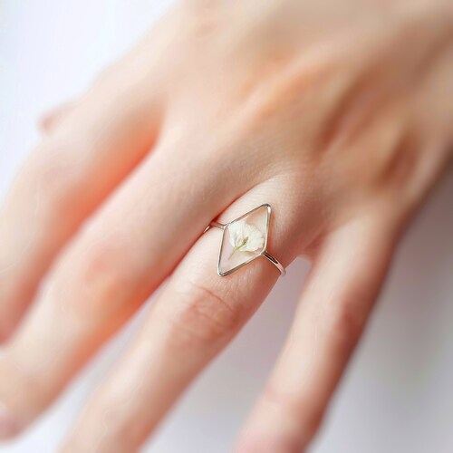 Babys Breath Flower Ring Pressed Flower Ring Christmas Gift Etsy