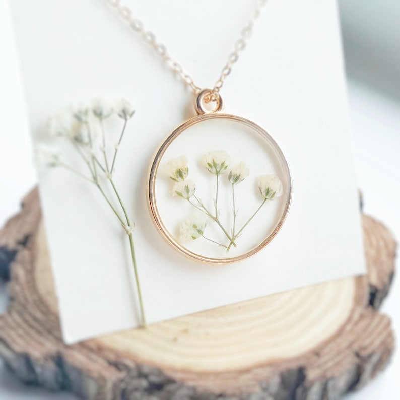 Babys Breath Necklace Gypsophila Jewelry Real Flower Etsy UK