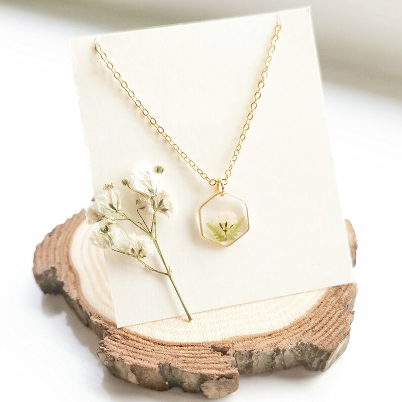 Babys Breath Necklace Real Fern Necklace Real Flower Etsy UK