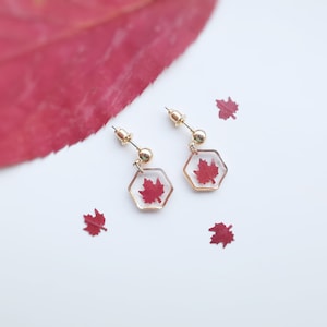 Real Maple Leaf Resin Earrings, Autumn Leaf Earrings, Leaf Resin Earrings, Maple Leaf Jewelry, Real Flower Earrings, Pressed Leaf Jewelry
