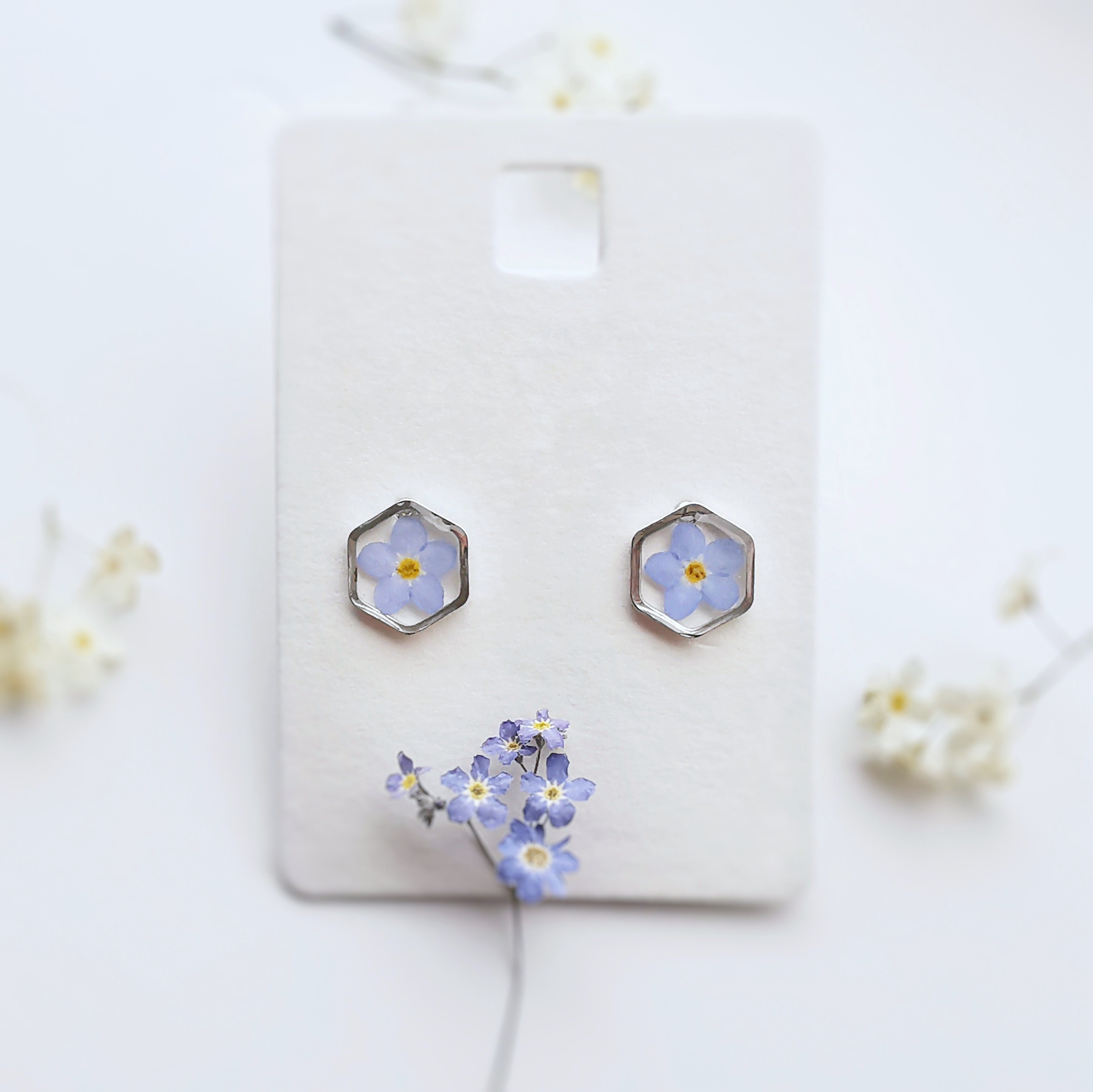 Me Not Flower Earrings Pressed Flower Earrings Resin Etsy UK
