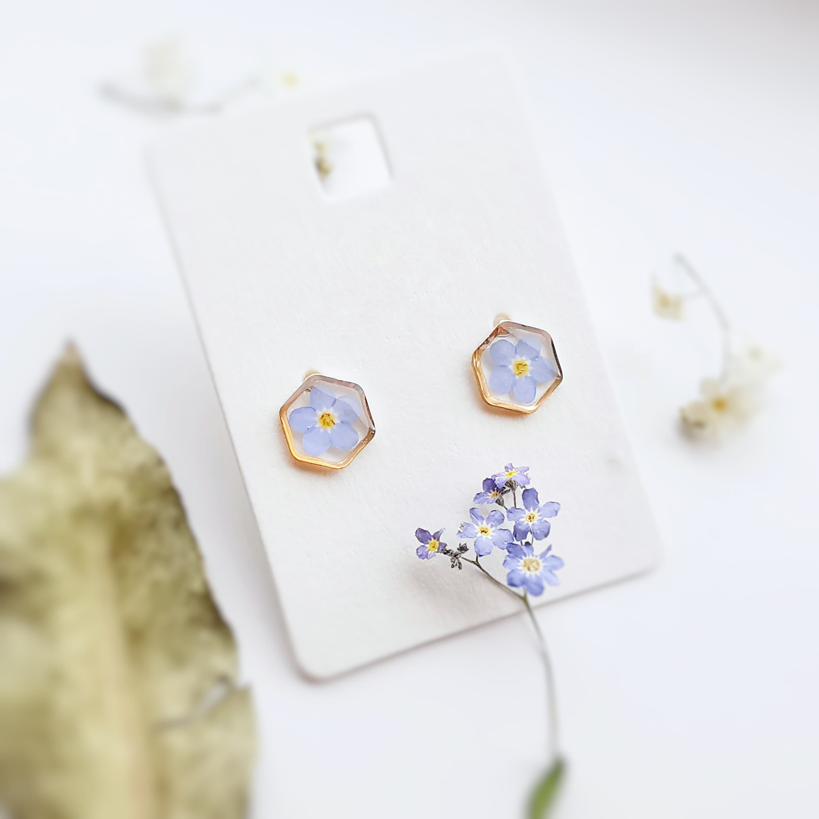 Me Not Flower Earrings Pressed Flower Earrings Resin Etsy UK