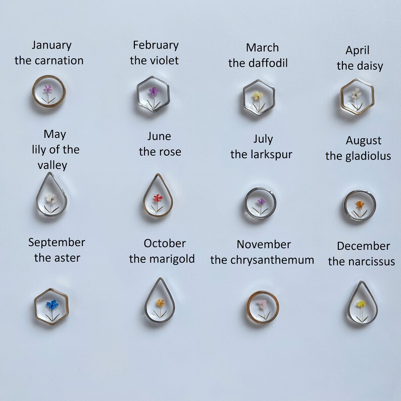 Personalized Birth Month Flower Necklace Pressed Real Flower Etsy UK