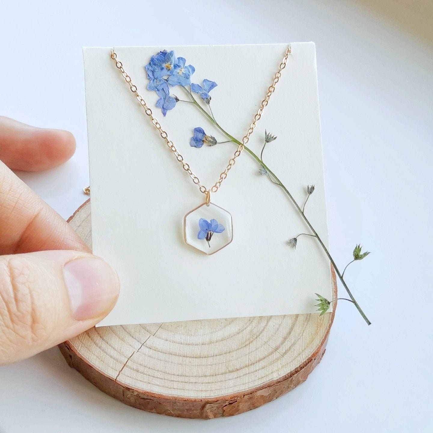Flower Necklace Me Not Flower Necklace Real Flower Etsy