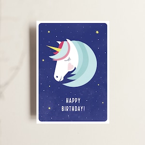 Geburtstagskarte EINHORN / Postkarte / nachhaltiges Papier / regional und fair produziert / Geburtstagsgeschenk