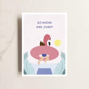 Karte Affirmation / Go ahead / Mut / Sommer /schwimmen / Selbstliebe / Grusskarte / nachhaltiges Papier / regional und fair produziert