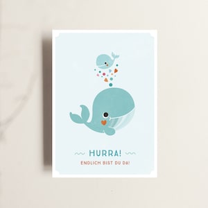 Geburtskarte WAL / nachhaltiges Papier / regional und fair produziert / Postkarte / Geschenke zur Geburt