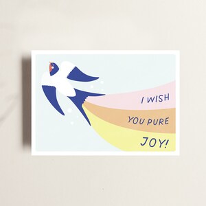 Tarjeta Golondrina / Alegría / Tarjeta de felicitación / Postal / Afirmación / Amistad / Alegría / Papel sostenible, producido de forma regional y justa
