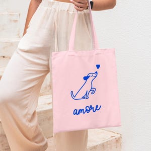 Borsa / Cane AMORE / Cotone / Organico / Serigrafia / Regalo per gli amanti dei cani / Bestseller / Suggerimento FREUNDIN